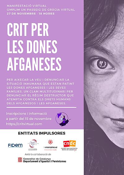 Grito por las mujeres afganas. Manifestación virtual el día 27 de noviembre a las 18 h